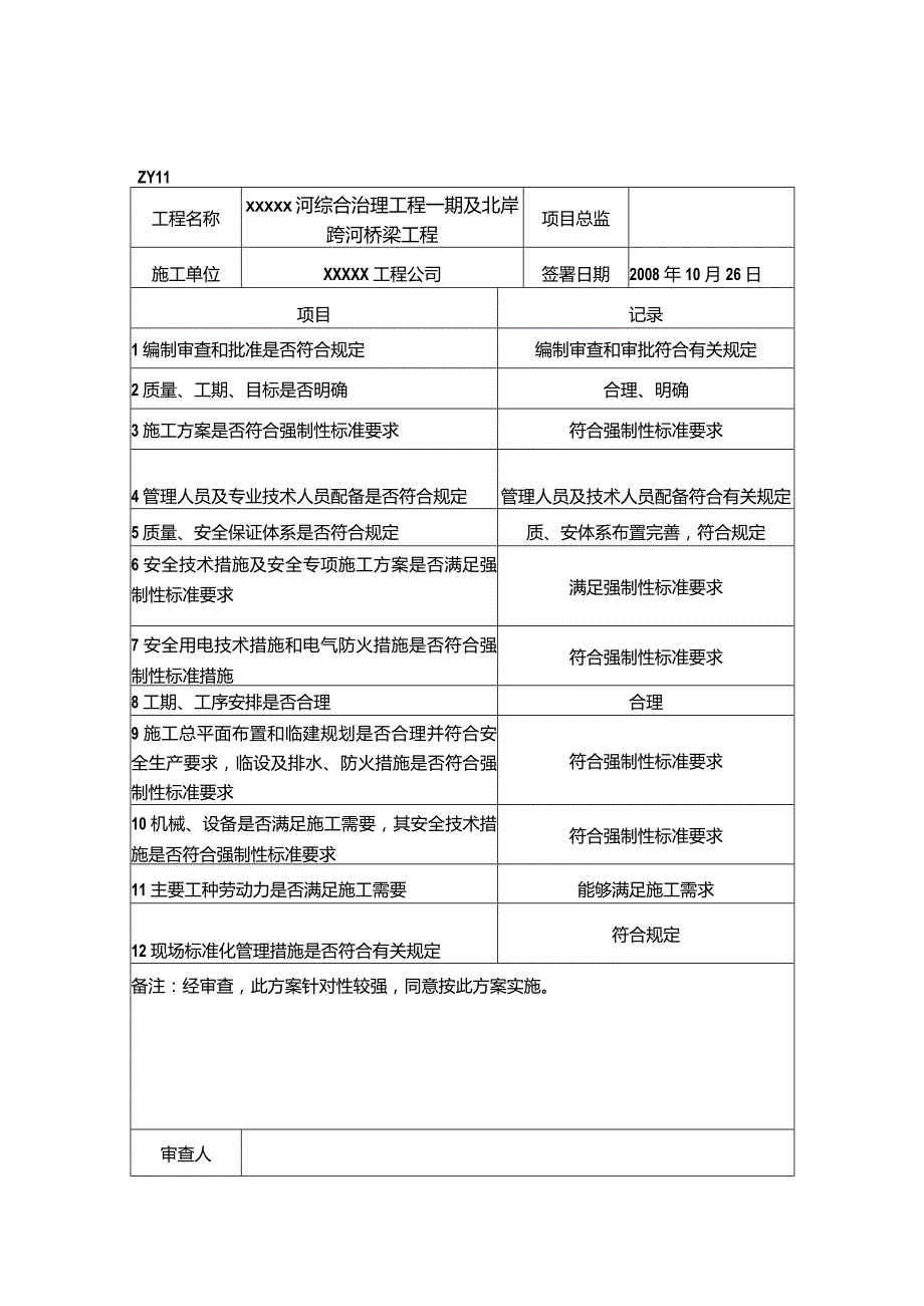 施工组织设计审查记录及意见.docx_第1页