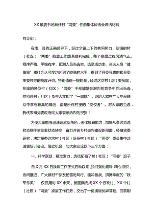 XX镇委书记新任村“两委”任前集体谈话会讲话材料.docx