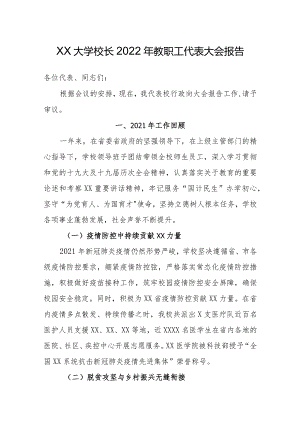 XX大学校长2022年教职工代表大会报告.docx