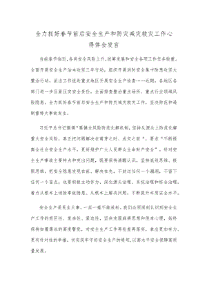 全力抓好春节前后安全生产和防灾减灾救灾工作心得体会发言.docx