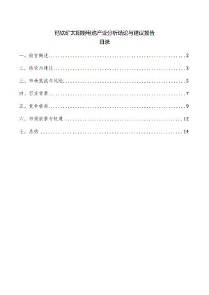 钙钛矿太阳能电池产业分析结论与建议报告.docx