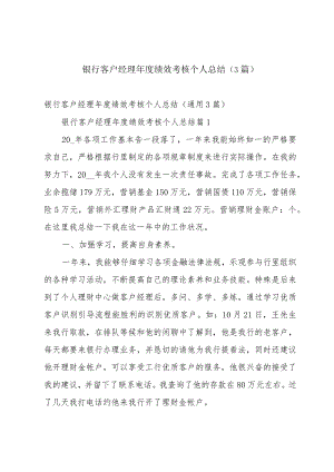 银行客户经理年度绩效考核个人总结（3篇）.docx