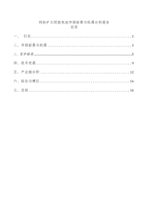 钙钛矿太阳能电池市场前景与机遇分析报告.docx