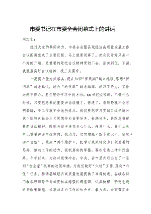 市委书记在市委全会闭幕式上的讲话.docx