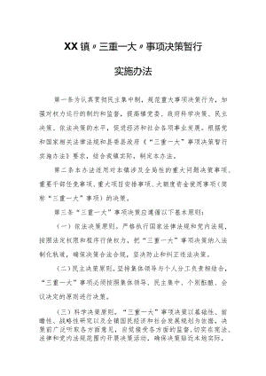 XX镇“三重一大”事项决策暂行实施办法.docx