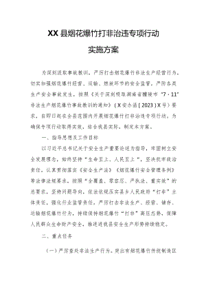 XX县烟花爆竹打非治违专项行动实施方案.docx