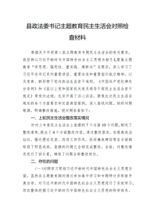 县政法委书记主题教育民主生活会对照检查材料.docx