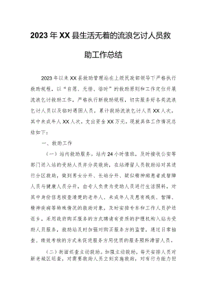 2023年XX县生活无着的流浪乞讨人员救助工作总结.docx