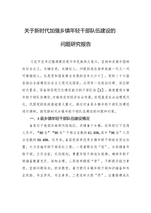 关于新时代加强乡镇年轻干部队伍建设的问题研究报告.docx