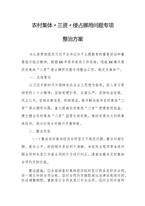 农村集体“三资”侵占挪用问题专项整治方案.docx