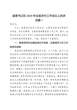 县委书记在2024年全县农村工作会议上的讲话2篇.docx