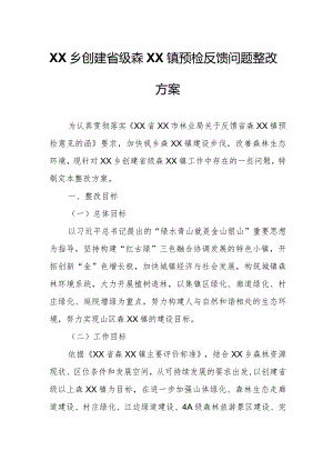 XX乡创建省级森XX镇预检反馈问题整改方案.docx