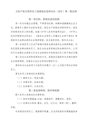 文化产权交易所员工违规违纪处理办法（试行）.docx