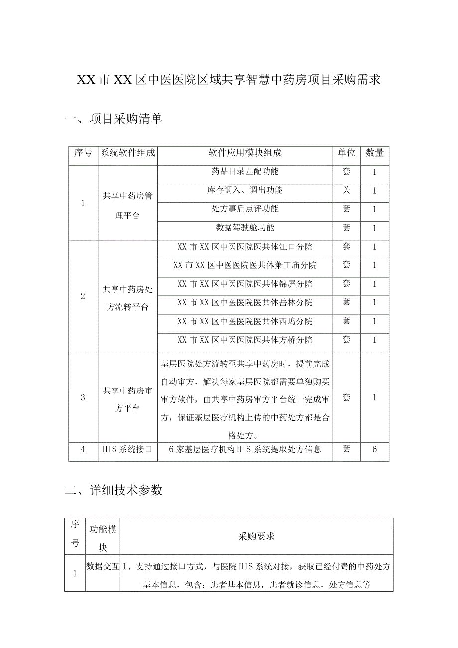 XX市XX区中医医院区域共享智慧中药房项目采购需求.docx_第1页