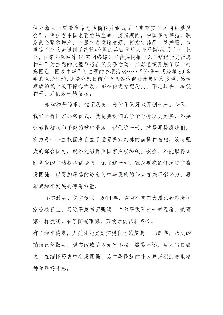 南京大屠杀死难者国家公祭日心得体会例文汇编.docx_第2页