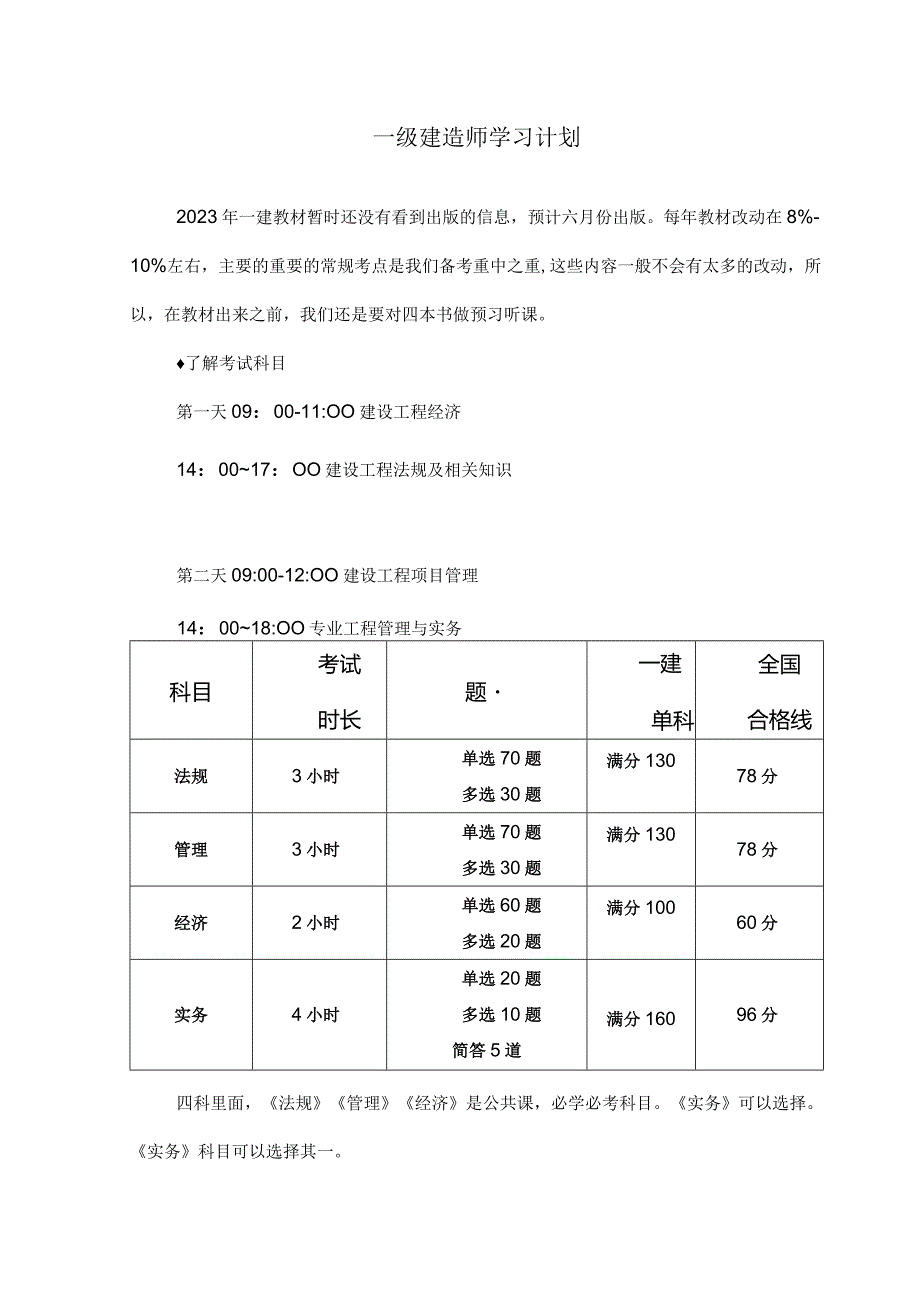 一级建造师学习计划.docx_第1页