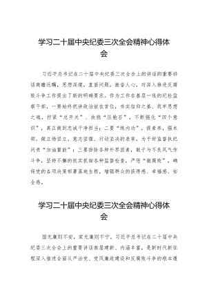 纪检部门学习贯彻二十届中央纪委三次全会精神的心得体会二十篇.docx