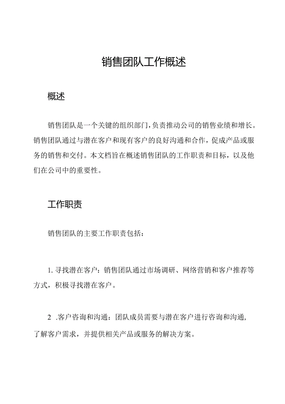 销售团队工作概述.docx_第1页