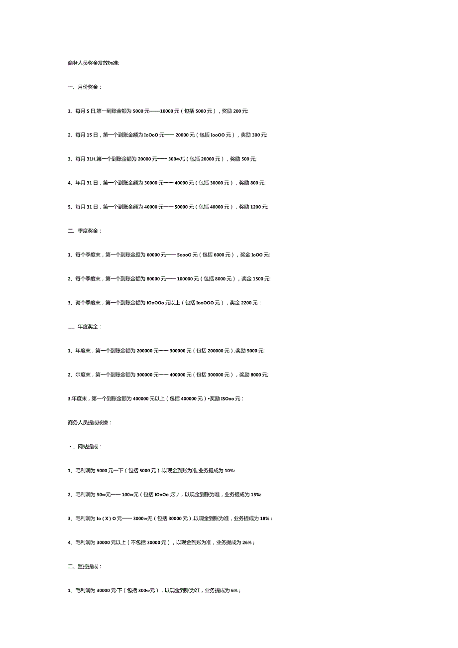 商务人员奖金发放标准.docx_第1页