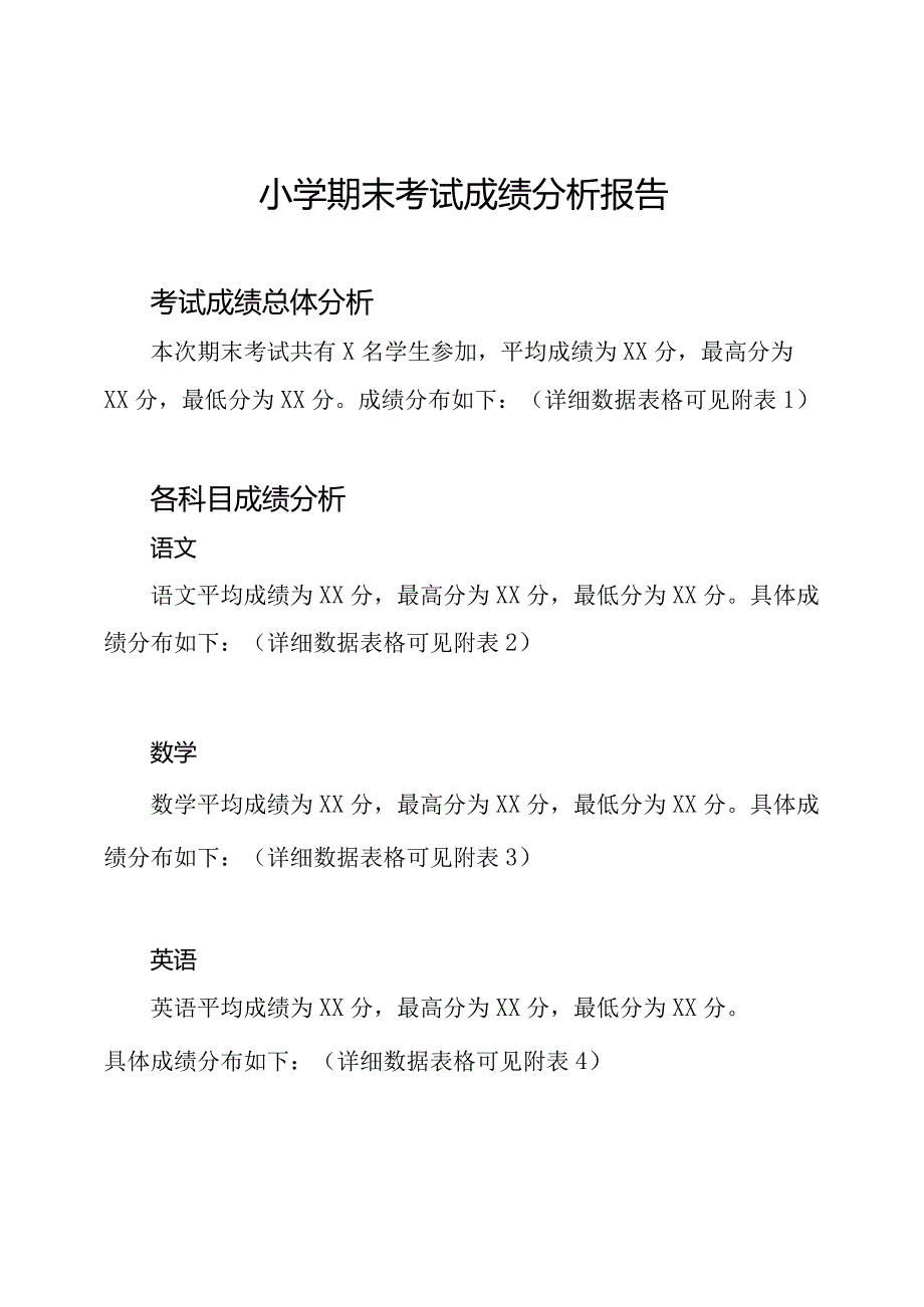 小学期末考试成绩分析报告.docx_第1页