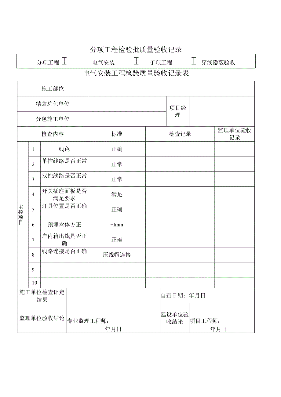 电气安装工程预埋隐蔽质量验收记录.docx_第1页