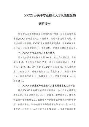 乡镇关于专业技术人才队伍建设的调研报告.docx