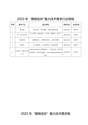 2022年“揭榜挂帅”重大技术需求行业领域.docx