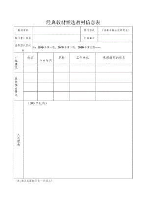 经典教材候选教材信息表.docx