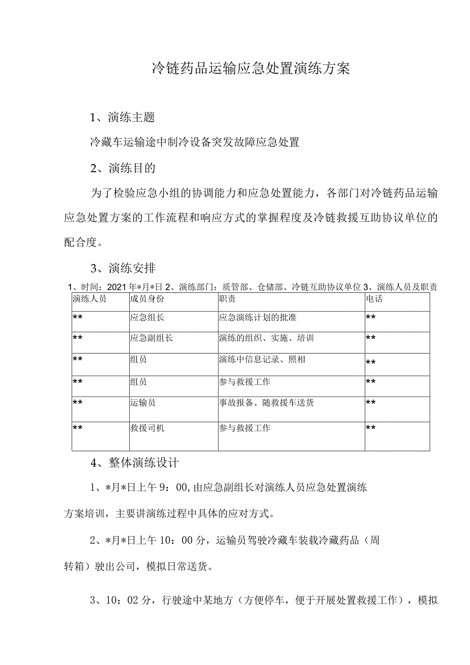 冷链药品运输应急处置演练方案.docx_第1页