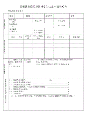 喜德县家庭经济困难学生认定申请表.docx