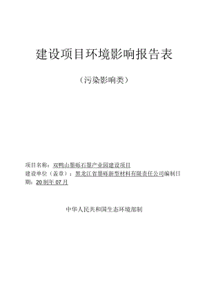 双鸭山墨砾石墨产业园建设项目环评报告书.docx