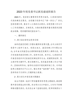 2023年度党委书记抓党建述职报告.docx