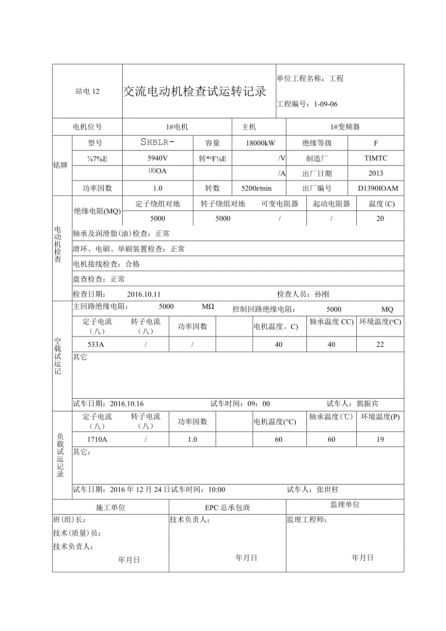 站电12 交流电动机检查试运转记录.docx_第1页