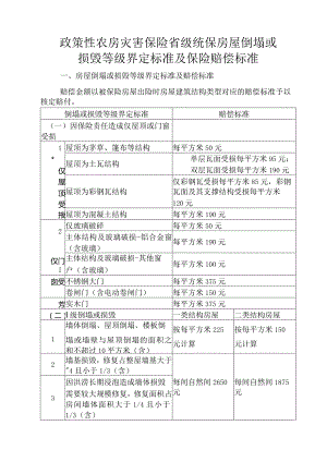 政策性农房灾害保险省级统保房屋倒…级界定标准及保险赔偿标准.docx