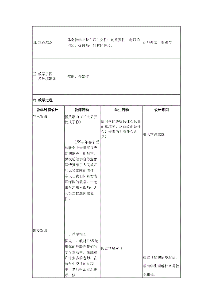 第六课 《师生之间》教学设计.docx_第2页