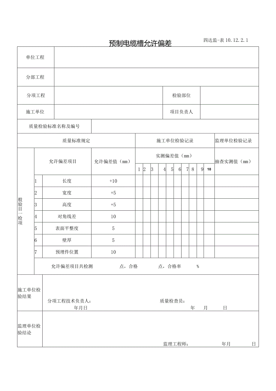 10.12.2.1预制电缆槽允许偏差.docx_第1页