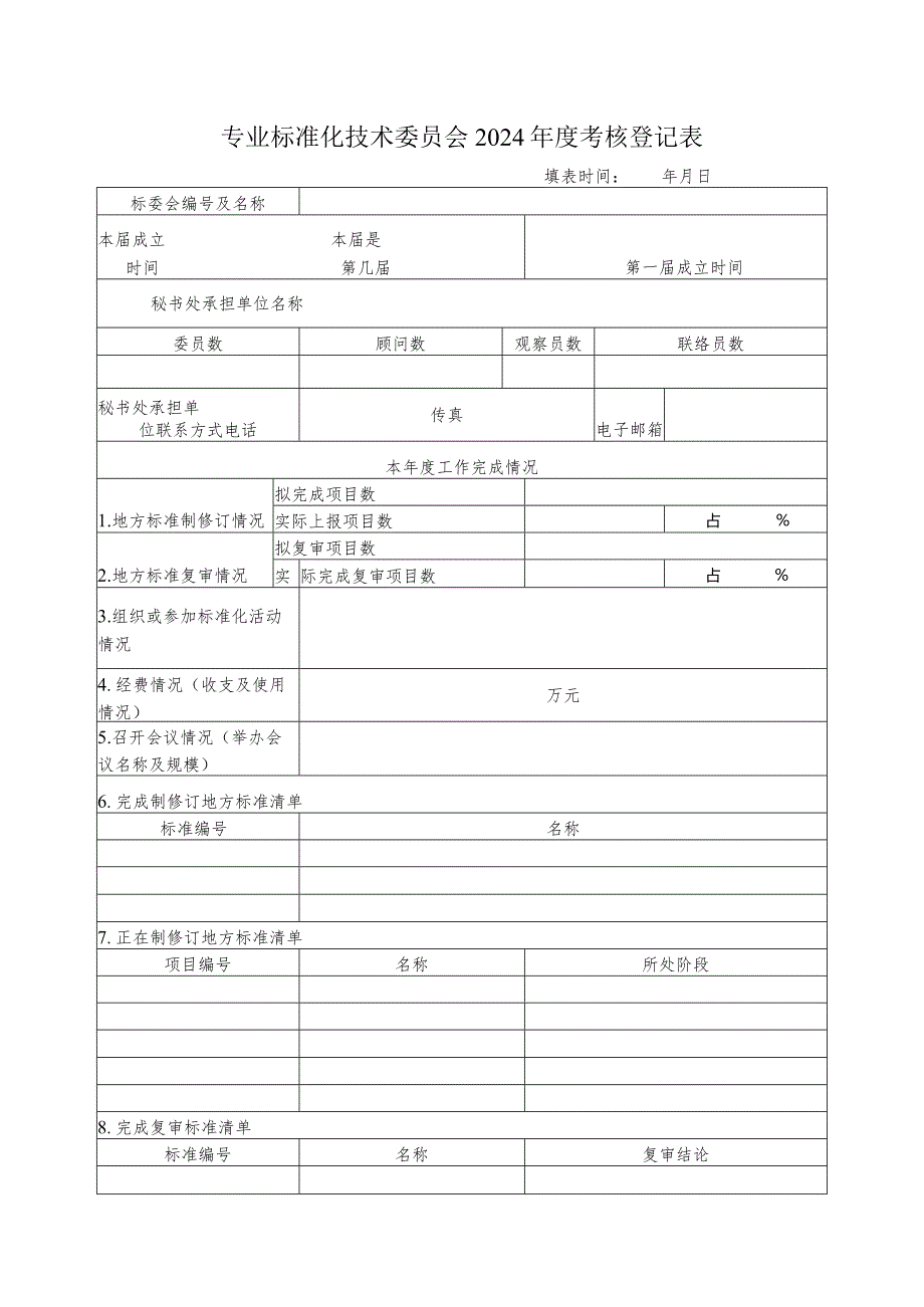 专业标准化技术委员会2024年度考核登记表.docx_第1页