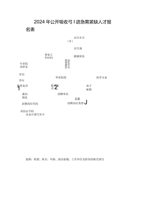 2024年公开吸收引进急需紧缺人才报名表.docx