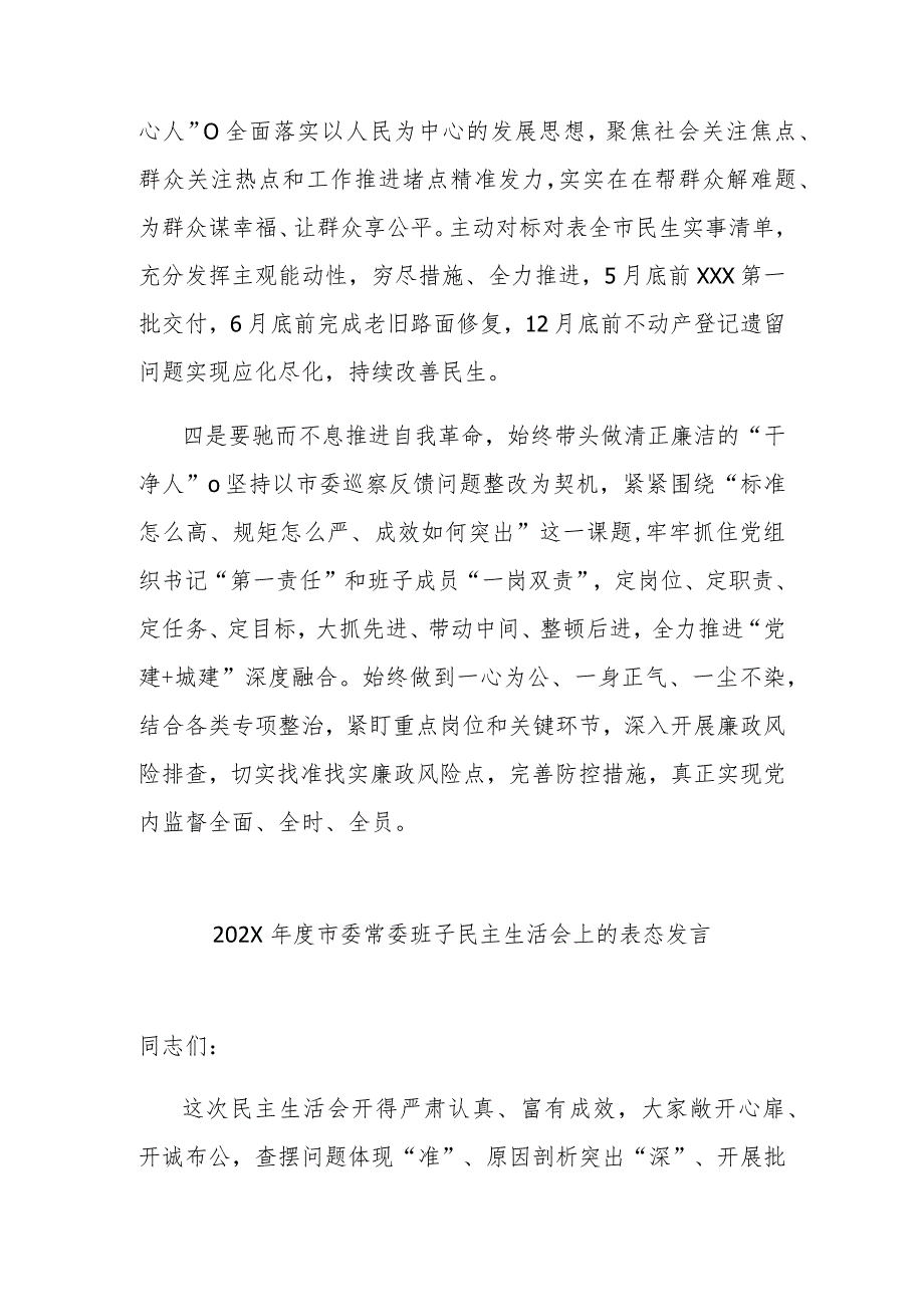 XX局长在202X年的民主生活会上的表态发言及202X年度市委常委班子民主生活会上的表态发言.docx_第3页