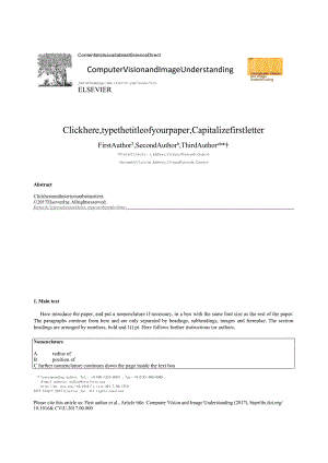 Elsevier期刊《ComputerVisionandImageUnderstanding》论文投稿格式模板.docx