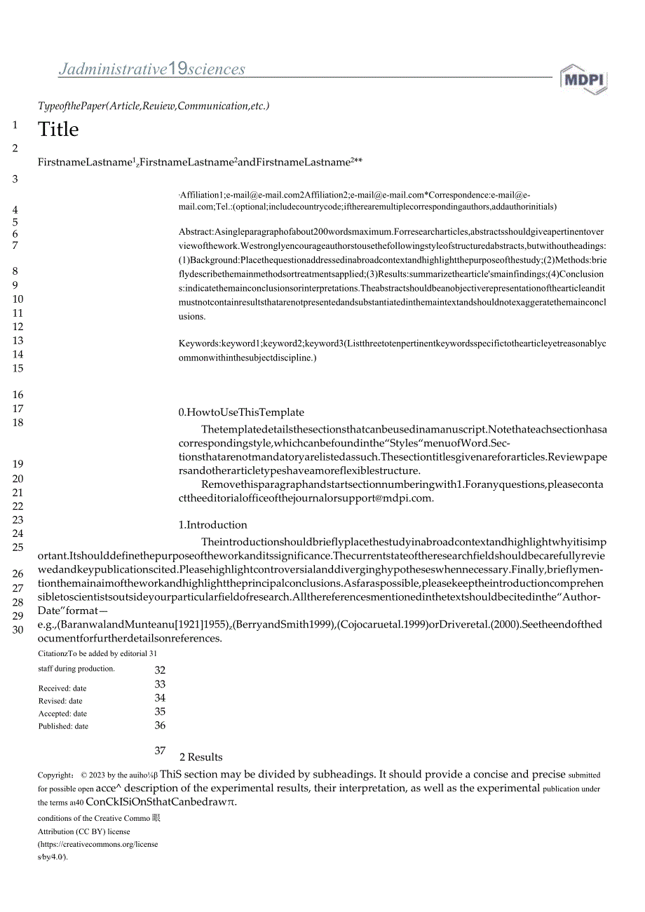 MDPI期刊《AdministrativeSciences》论文投稿模板.docx_第1页