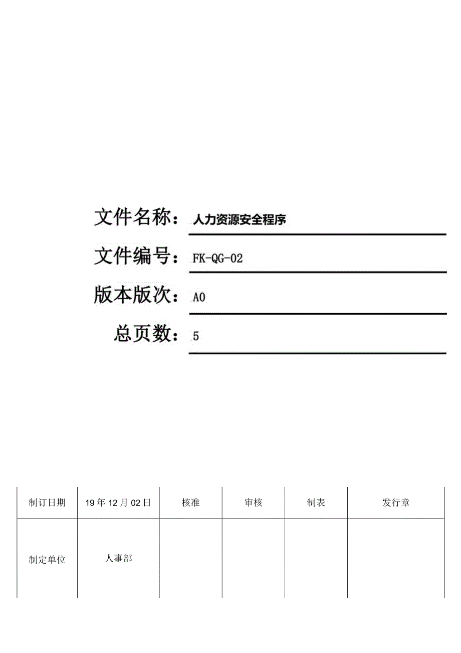 FK-QG-02人力资源安全程序.docx_第1页