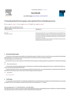 Elsevier期刊《SmartHealth》论文投稿格式模板.docx
