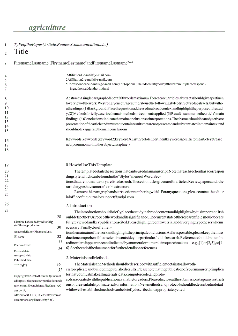 MDPI期刊《Agriculture》论文投稿模板.docx_第1页