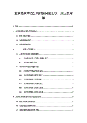 【《燕京啤酒公司财务风险现状、成因及对策》10000字】.docx