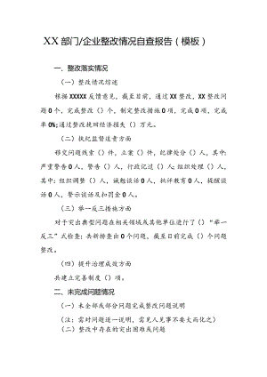 XX部门（企业）整改情况自查报告（模板）.docx