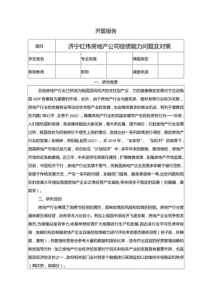 【《济宁红伟房地产公司偿债能力问题及对策》文献综述开题报告】2000字.docx