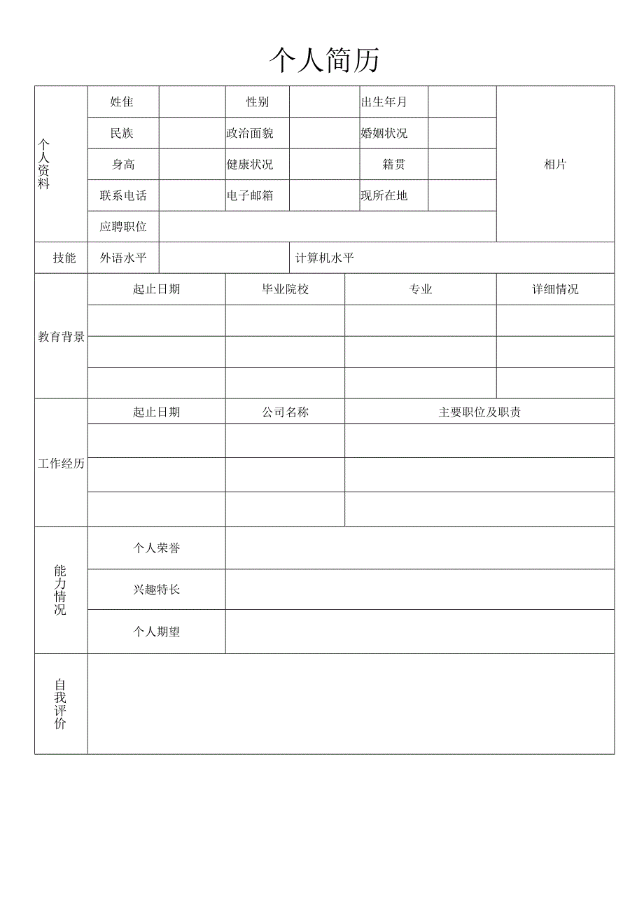 个人空白简历标准表(19).docx_第3页