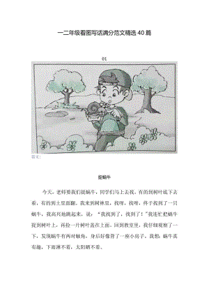 一二年级看图写话满分范文精选40篇.docx