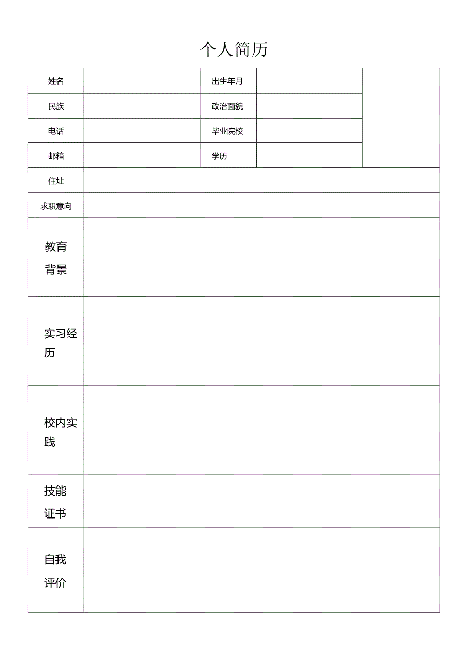 个人空白简历标准表(29).docx_第3页